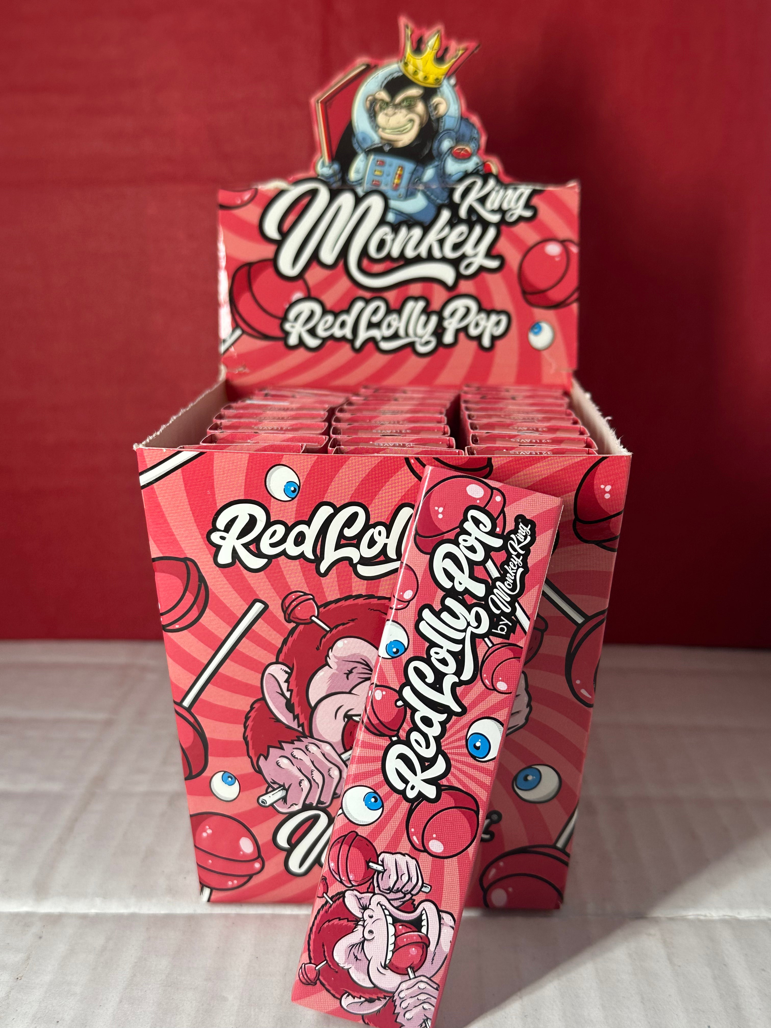 Monkey king red lolly pop rolling paper with tips