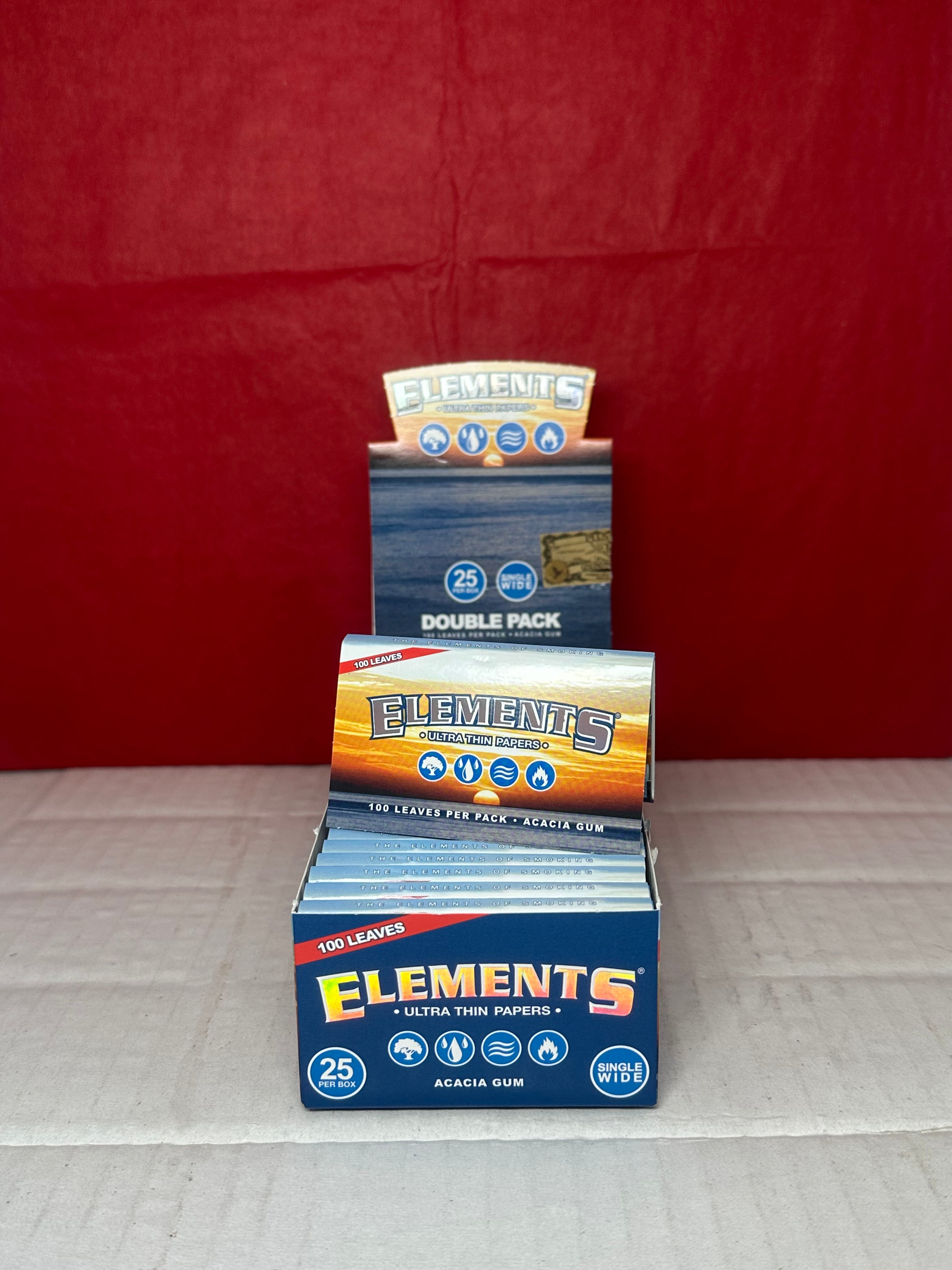 Elements ultra thin single wide double window rolling paper