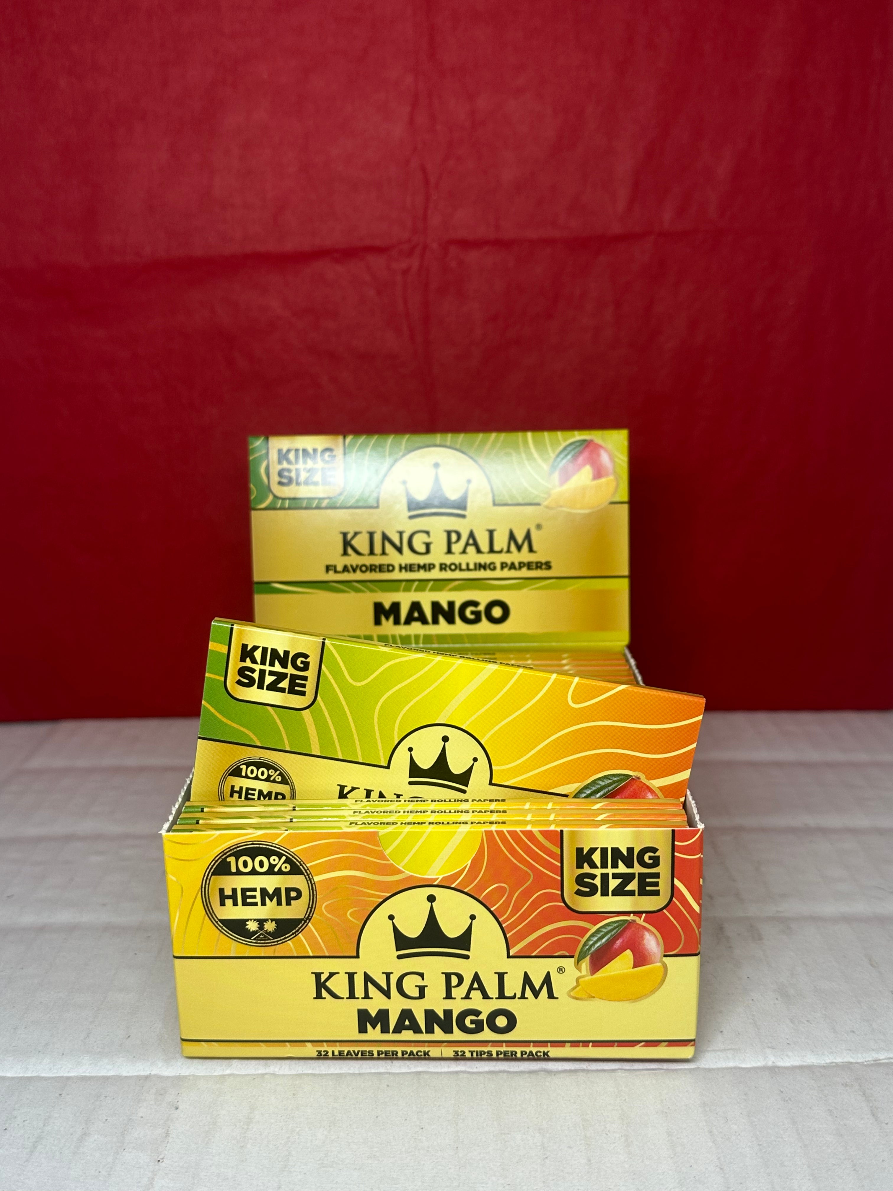 King palm mango flavoured king size rolling paper with tips