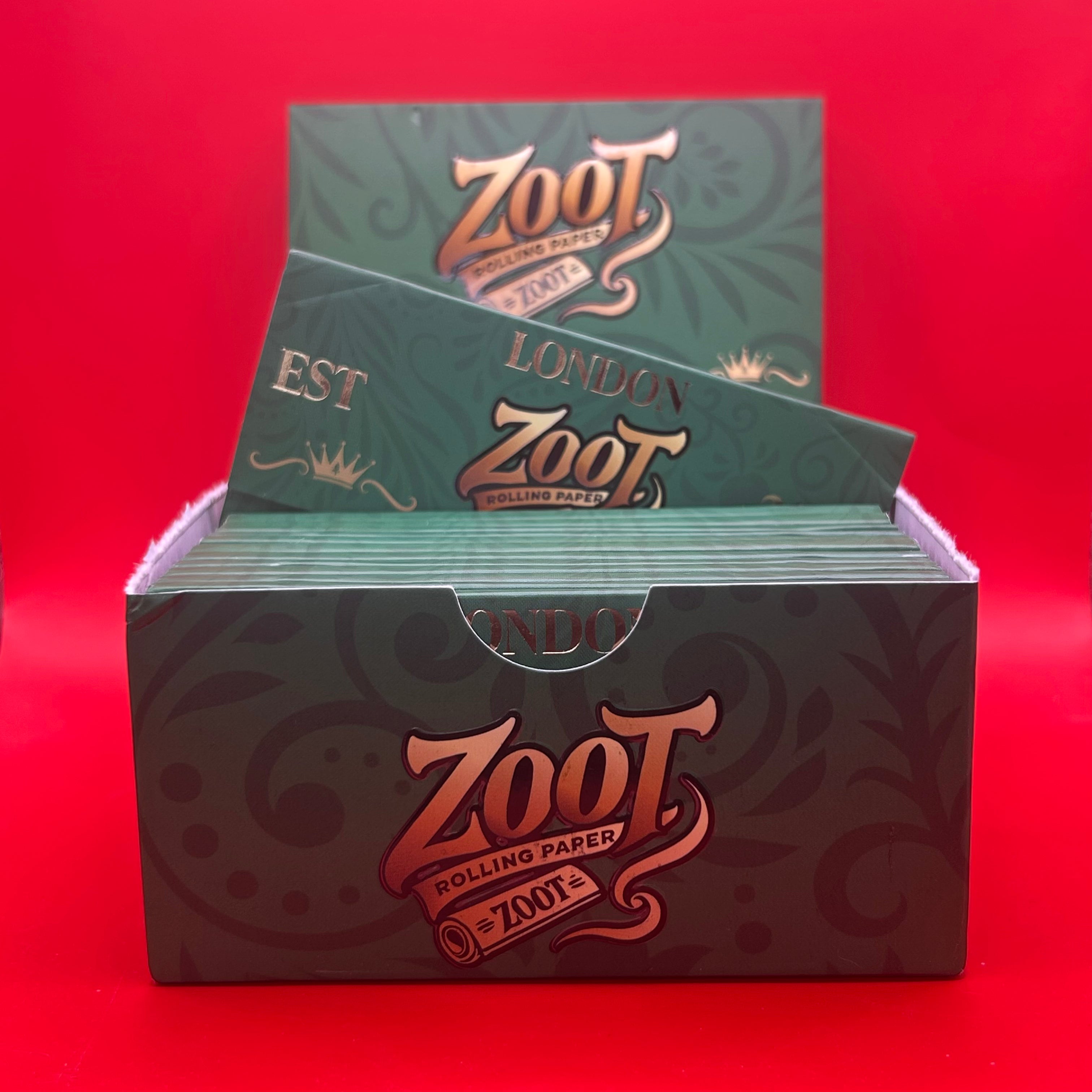 Zoot green king size rolling paper with tips